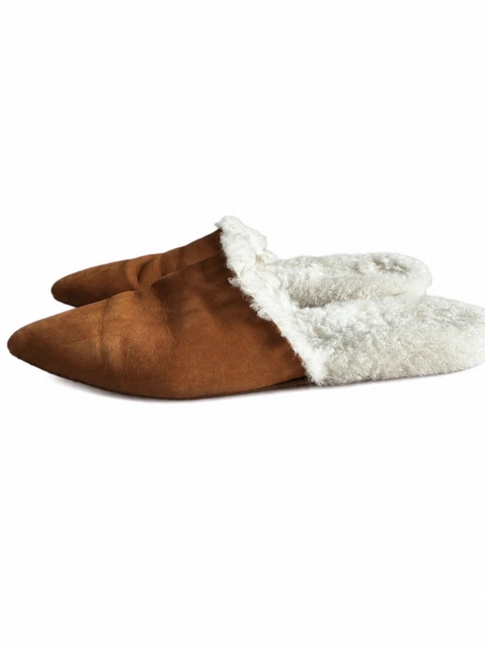Jenni Kayne Shearling Mule Natural Suede Pointed Toe Flats Size 8